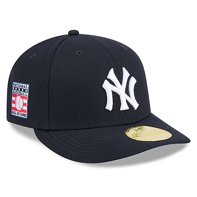 Casquette ajustée à profil bas New Era 59FIFTY bleu marine pour homme, style Temple de la renommée du baseball des Yankees York