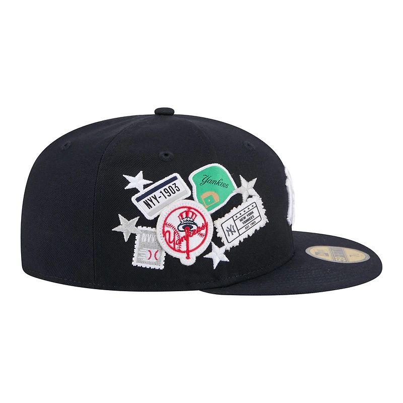 Casquette ajustée New Era 59FIFTY pour homme, bleu marine, avec écusson des Yankees de York.