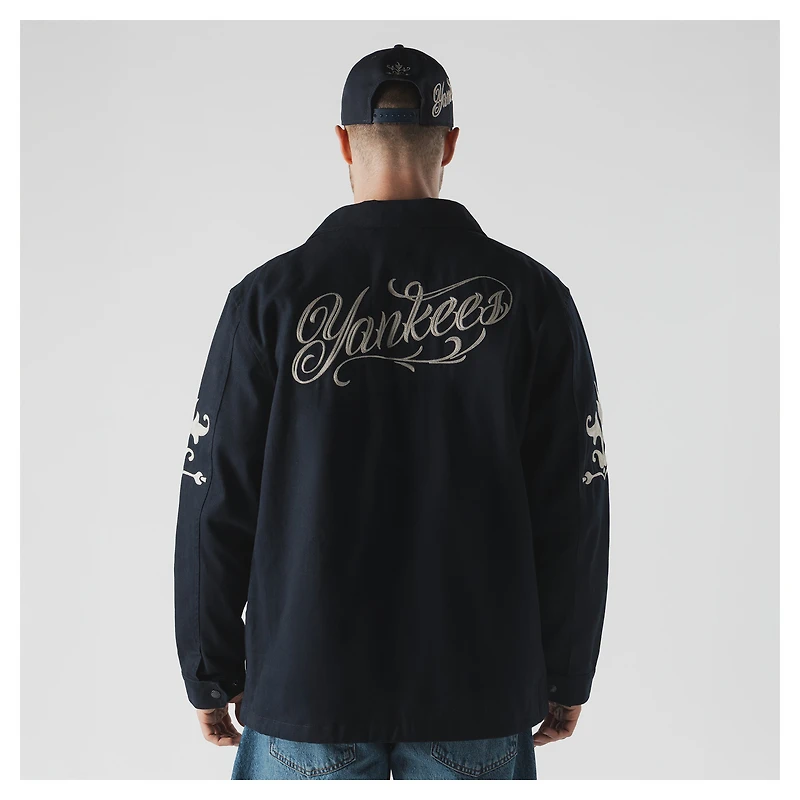 Men's New Era Navy York Yankees Coaches Full-Snap Jacket