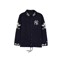 Veste New Era bleu marine pour homme, modèle Coach des Yankees de York, fermeture à boutons-pression.