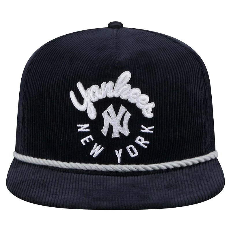 Casquette de golf ajustable en velours côtelé Full Circle New Era bleu marine New York Yankees pour homme