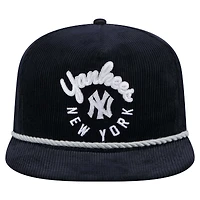 Casquette de golf ajustable en velours côtelé Full Circle New Era bleu marine New York Yankees pour homme