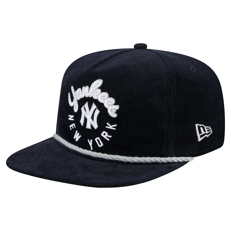 Casquette de golf ajustable en velours côtelé Full Circle New Era bleu marine New York Yankees pour homme