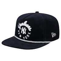 Casquette de golf ajustable en velours côtelé Full Circle New Era bleu marine New York Yankees pour homme