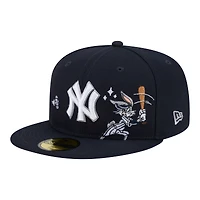 Men's New Era Navy York Yankees Looney Tunes Bugs Bunny 59FIFTY Fitted Hat
