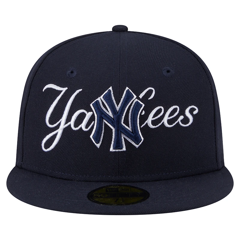 Men's New Era Navy York Yankees Overlap 59FIFTY Fitted Hat