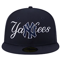 Men's New Era Navy York Yankees Overlap 59FIFTY Fitted Hat