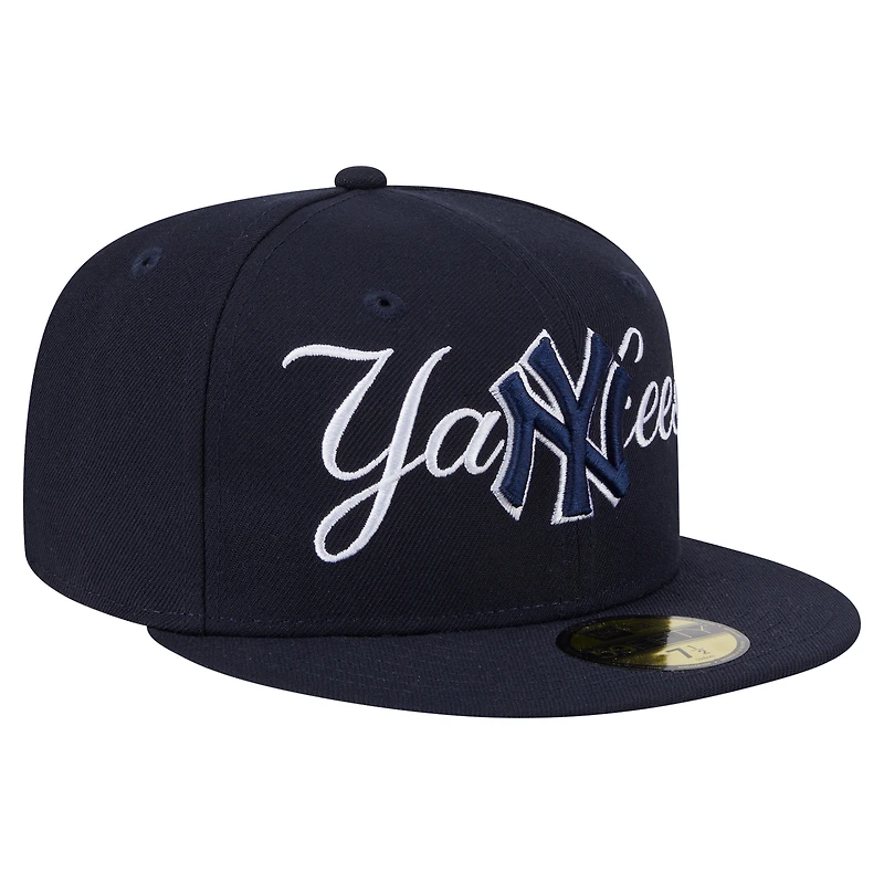 Men's New Era Navy York Yankees Overlap 59FIFTY Fitted Hat