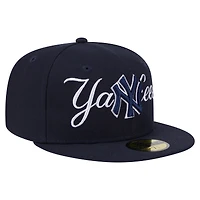 Men's New Era Navy York Yankees Overlap 59FIFTY Fitted Hat