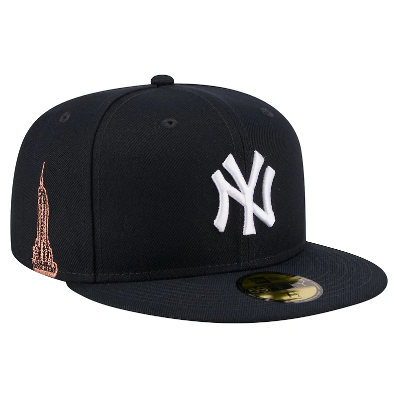 Casquette ajustée New Era 59FIFTY pour homme, bleu marine, motif mascotte des Yankees de York
