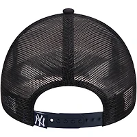 Men's New Era Navy New York Yankees Stacked 9FORTY Trucker Adjustable Hat