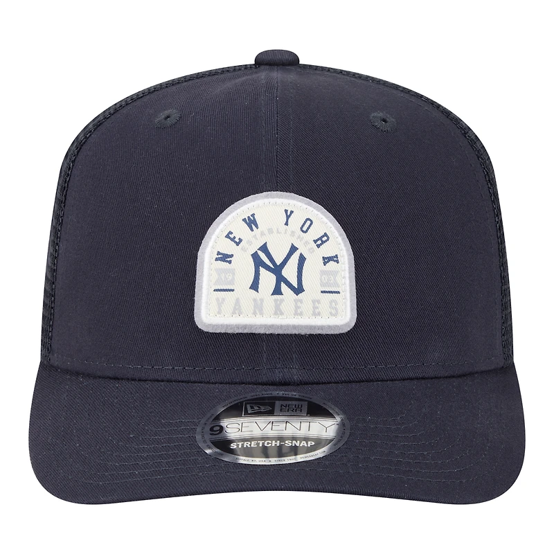 Casquette trucker ajustable New Era bleu marine New York Yankees Throwback Contest 9SEVENTY pour homme