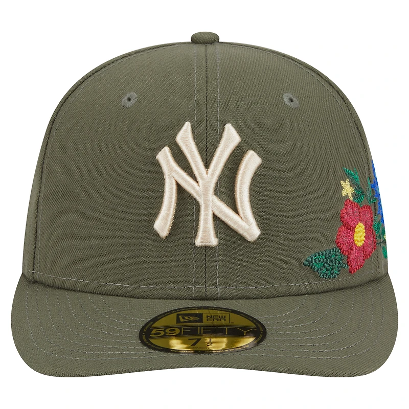 Men's New Era Olive York Yankees Tonal Florals 59FIFTY Fitted Hat