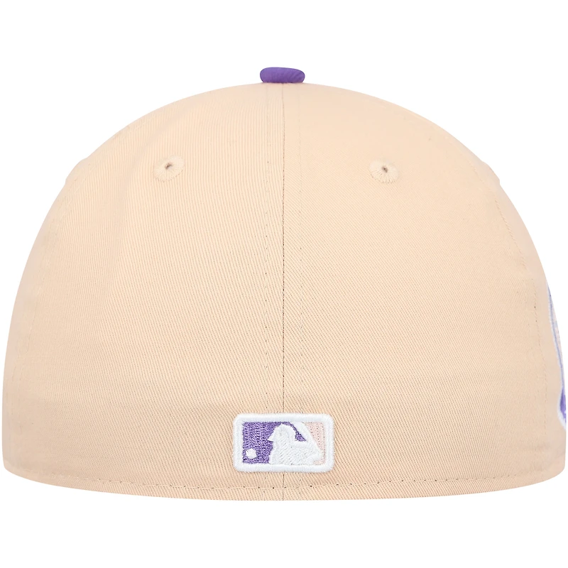 Casquette ajustée New Era 59FIFTY pour homme, couleur pêche/violette, York Yankees, série Subway, patch latéral