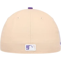 Casquette ajustée New Era 59FIFTY pour homme, couleur pêche/violette, York Yankees, série Subway, patch latéral