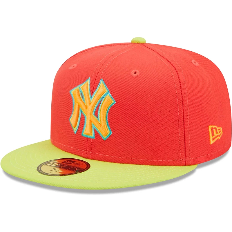 Men's New Era Red/Neon Green York Yankees  Lava Highlighter Combo 59FIFTY Fitted Hat