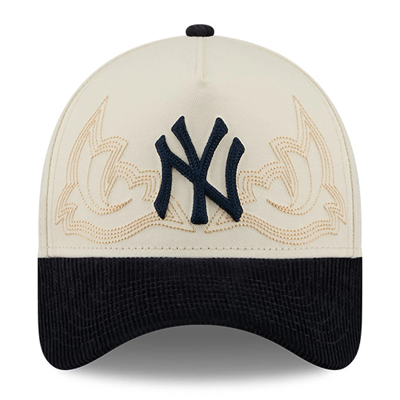 Men's New Era Stone New York Yankees Western Stitch 9FORTY A-Frame Adjustable Hat