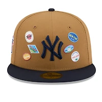 Men's New Era Tan York Yankees Fruit Sticker 59FIFTY Fitted Hat
