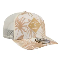 Men's New Era  Tan New York Yankees Tonal Palm COOLERA 9SEVENTY Adjustable Trucker Hat