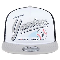 Men's New Era White/Gray New York Yankees Retro Script Trucker 9FIFTY Snapback Hat