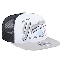 Men's New Era White/Gray New York Yankees Retro Script Trucker 9FIFTY Snapback Hat