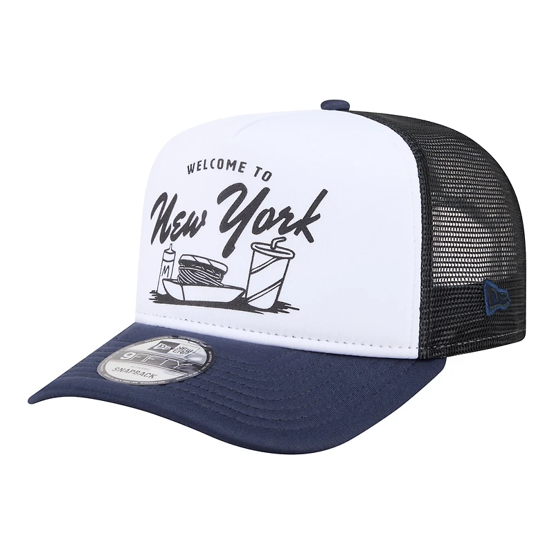 Men's New Era  White/Navy New York Yankees Foodie A-Frame 9FIFTY Trucker Snapback Hat