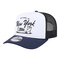 Men's New Era  White/Navy New York Yankees Foodie A-Frame 9FIFTY Trucker Snapback Hat