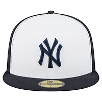 Casquette ajustée New Era York Yankees Repeat 59FIFTY pour homme, blanche/bleu marine