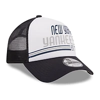 Men's New Era White/Navy New York Yankees Stacked A-Frame Trucker 9FORTY Adjustable Hat
