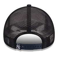 Men's New Era White/Navy New York Yankees Stacked A-Frame Trucker 9FORTY Adjustable Hat