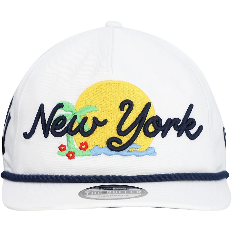 Men's New Era White New York Yankees Paradise Golfer Adjustable Hat