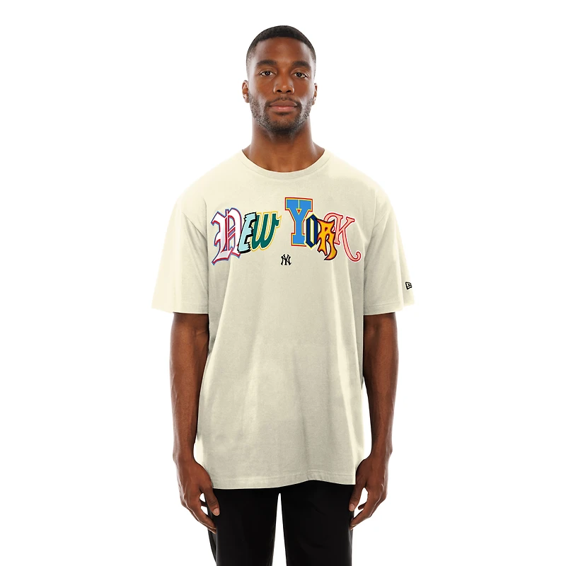 T-shirt oversize blanc New Era pour homme avec inscription Randsom Note des Yankees de York