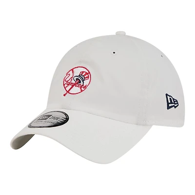 Casquette New Era blanche pour homme, New York Yankees, modèle classique décontracté et ajustable en tissu ripstop.