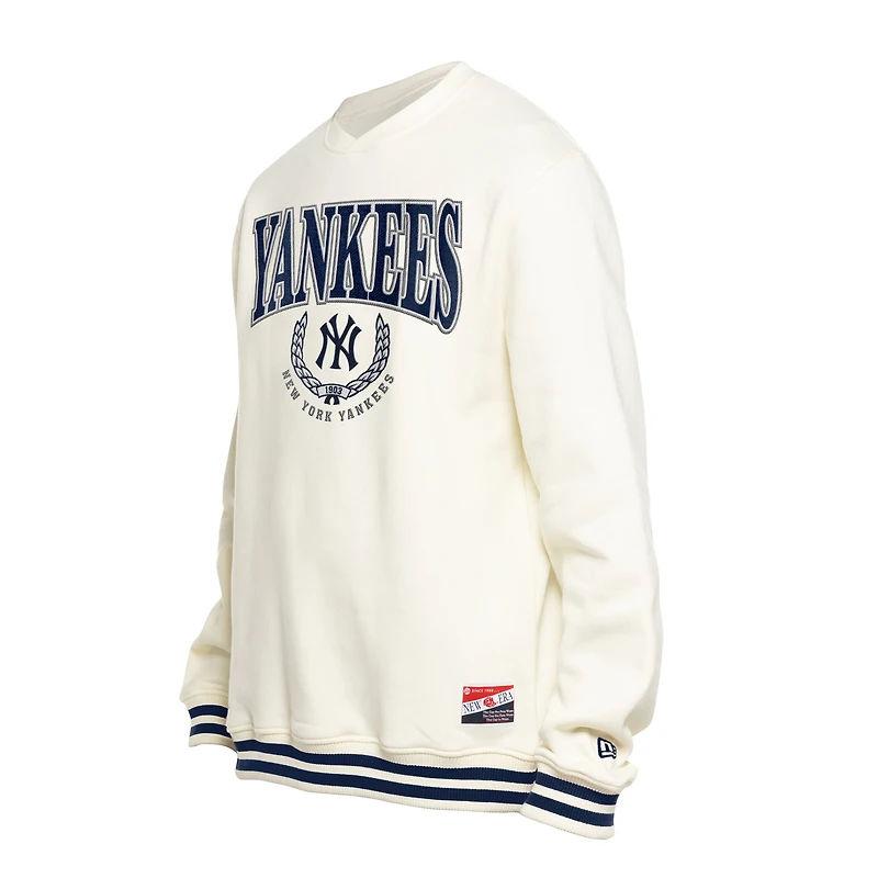 Sweat-shirt rétro New Era blanc pour homme, style Yankees de York
