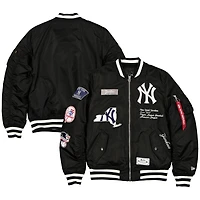 Blouson aviateur entièrement zippé New Era x Alpha Industries pour homme, noir, des Yankees de York