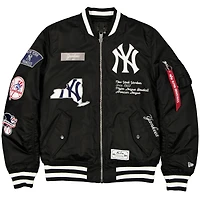Blouson aviateur entièrement zippé New Era x Alpha Industries pour homme, noir, des Yankees de York