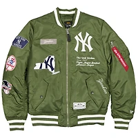 Blouson aviateur entièrement zippé New Era x Alpha Industries vert des Yankees de York pour homme