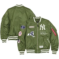 Blouson aviateur entièrement zippé New Era x Alpha Industries vert des Yankees de York pour homme