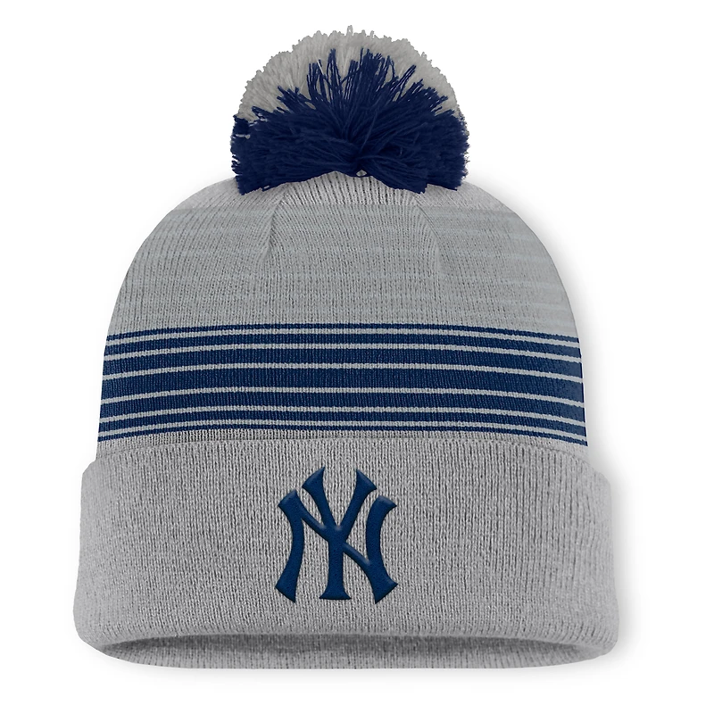 Men's New York Yankees Fanatics Gray Balk Cuffed Knit Hat with Pom