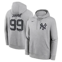 Sweat à capuche Nike Aaron Judge Heather Grey pour homme, avec nom et numéro du joueur des Yankees de New York