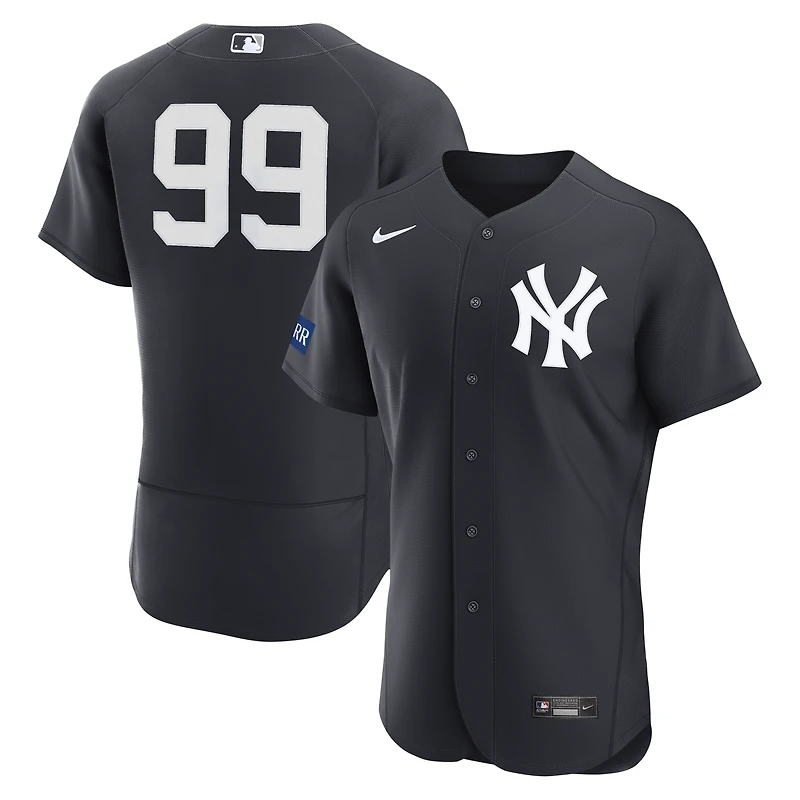 Maillot authentique alternatif Nike Aaron Judge bleu marine des Yankees de New York avec patch sponsor pour homme