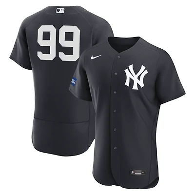 Maillot authentique alternatif Nike Aaron Judge bleu marine des Yankees de New York avec patch sponsor pour homme