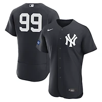 Maillot authentique alternatif Nike Aaron Judge bleu marine des Yankees de New York avec patch sponsor pour homme