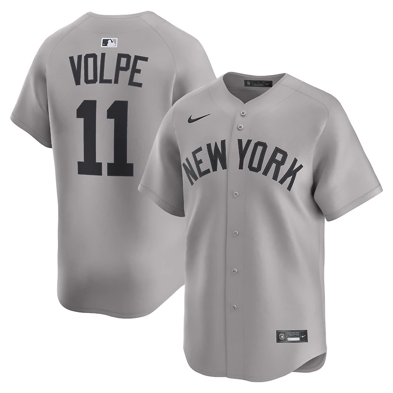 Men's Nike Anthony Volpe Gray New York Yankees Road Limited Player Jersey