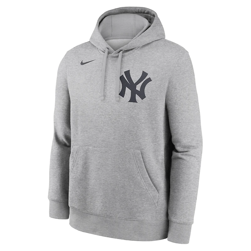 Men's Nike Anthony Volpe Heather Gray New York Yankees Player Name & Number Club Fleece Pullover Hoodie
