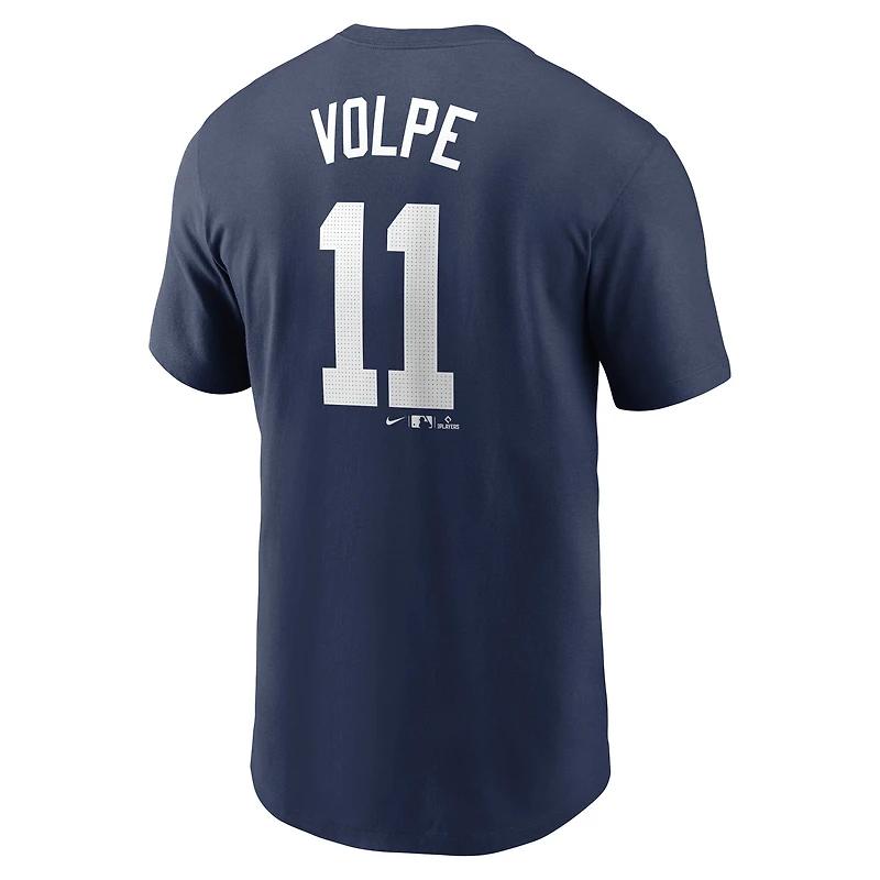T-shirt Nike Anthony Volpe bleu marine pour homme, avec nom et numéro Fuse des Yankees de New York
