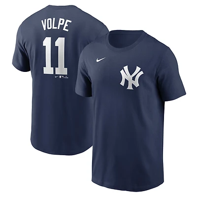 T-shirt Nike Anthony Volpe bleu marine pour homme, avec nom et numéro Fuse des Yankees de New York