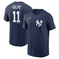 T-shirt Nike Anthony Volpe bleu marine pour homme, avec nom et numéro Fuse des Yankees de New York