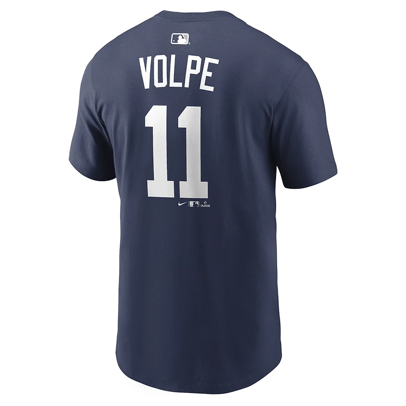 T-shirt Nike Anthony Volpe bleu marine des Yankees de New York pour homme, avec nom et numéro