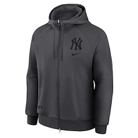 Men's Nike Anthracite New York Yankees Authentic Collection Player Raglan Dri-FIT Full-Zip Hoodie